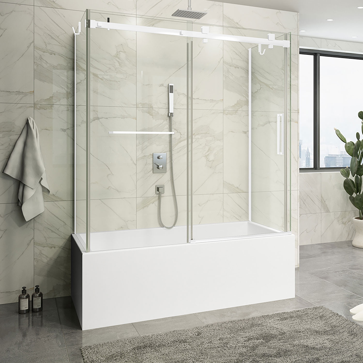 Skirt bathtub in a right corner with left drain, 60